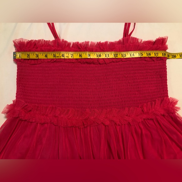 Lace and Beads fucia tulle dress ruched top & tiers, 22 - Picture 4 of 11